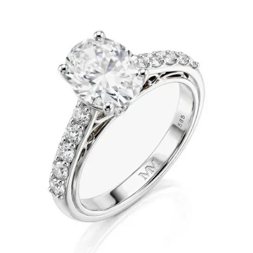Fiorenza - Timeless Moissanite Ring with Pavé Band and Gallery Detail