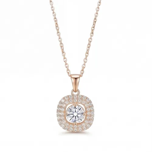 Vivara - Moissanite Pendant with Encrusted Halo