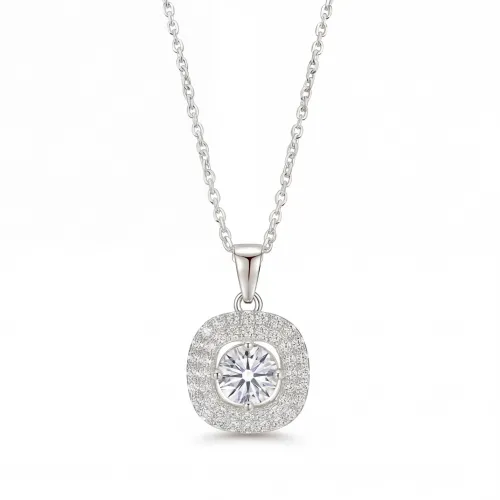 Vivara - Moissanite Pendant with Encrusted Halo