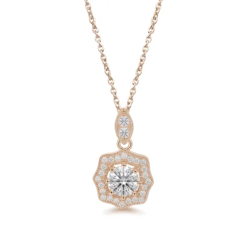 Octavia - Vintage Inspired Moissanite Pendant with Halo Embellishment