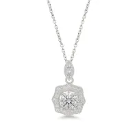 Octavia - Vintage Inspired Moissanite Pendant with Halo Embellishment