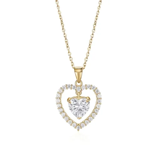 Valoria - Heart-Shaped Moissanite Pendant with Halo Detail