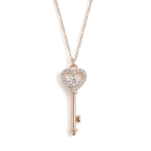 Amore - Heart Key Moissanite Pendant with Pave Setting