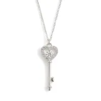 Amore - Heart Key Moissanite Pendant with Pave Setting