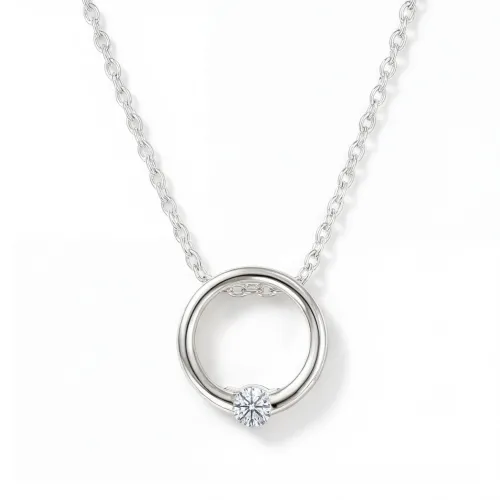 Luna - Contemporary Solitaire Moissanite Pendant