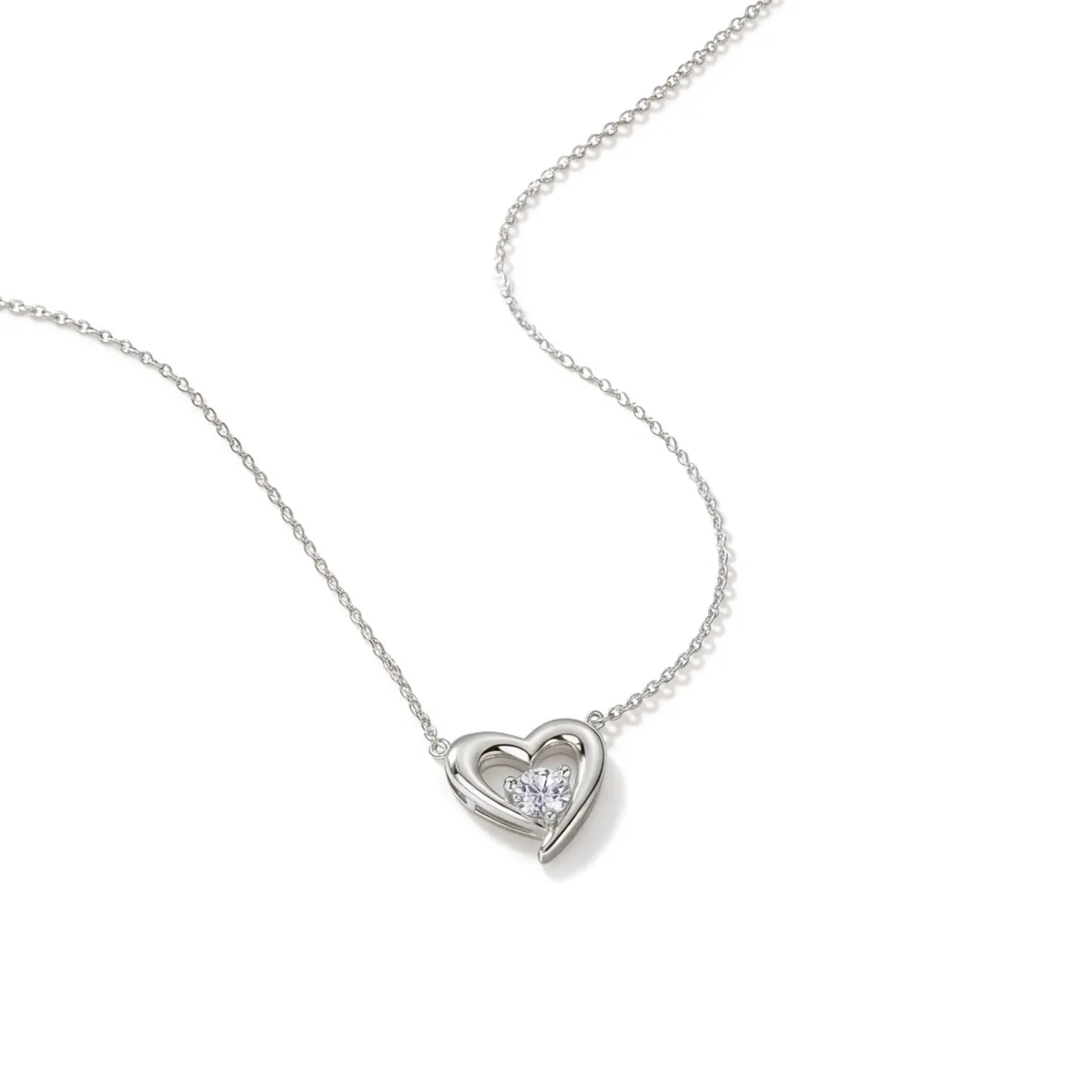 Embrace - Heart Silhouette Moissanite Pendant with Center Stone