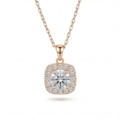 Haloette - Moissanite Pendant with Full Halo Detail