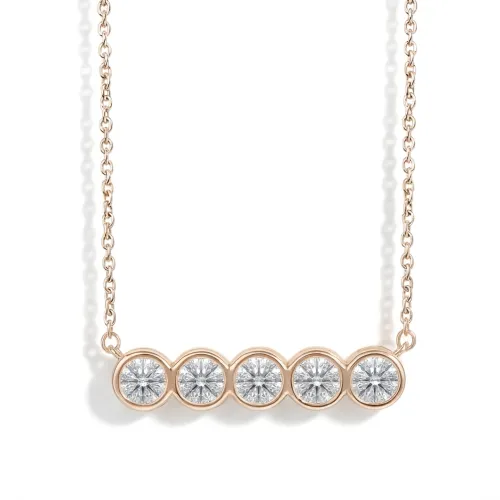 Quinta - Five Stone Moissanite Necklace in Bezel Setting