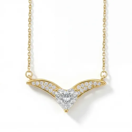 Vaneza - Elegant Moissanite V-shaped Necklace with Pave Accents