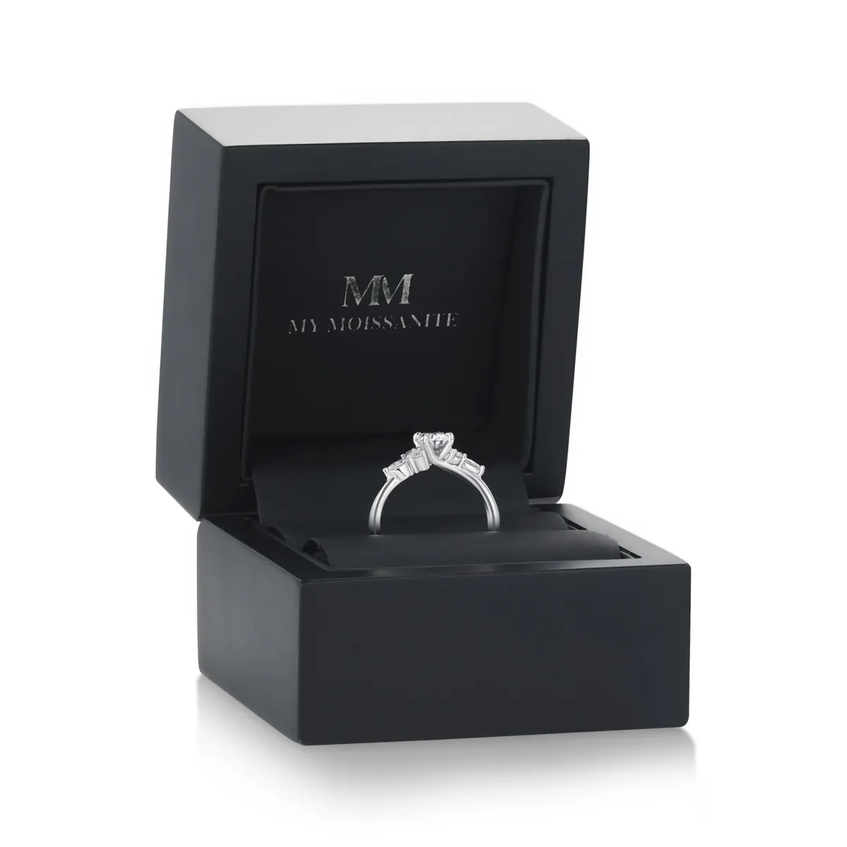 Olivette - Oval Cut Moissanite Engagement Ring with Marquise Side Stones