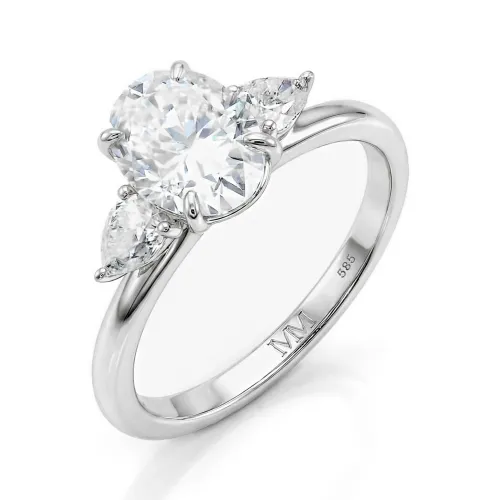Vivienne - Ovaal Moissanite Trilogy Verlovingsring