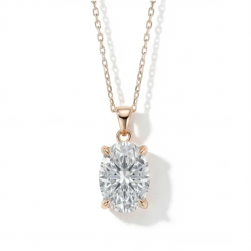 Ovaluxe - Oval Moissanite Pendant with Elegant Four-Prong Design