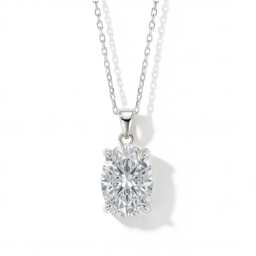 Ovaluxe - Oval Moissanite Pendant with Elegant Four-Prong Design
