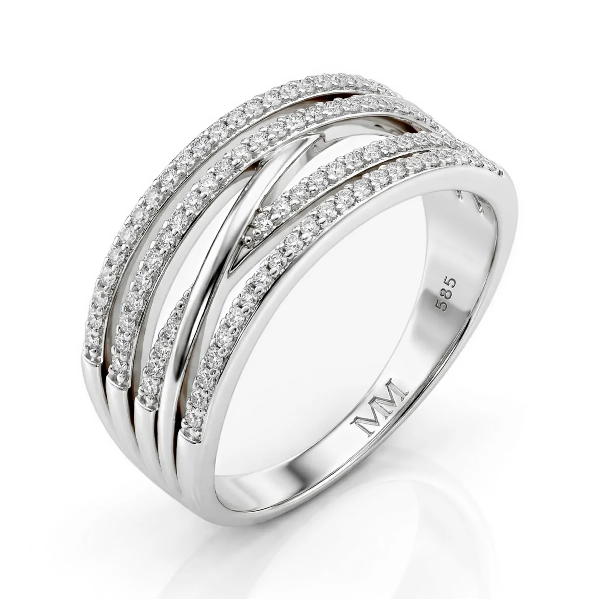 Estrella – Moissanite Cross-Over Line Ring