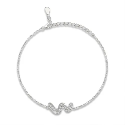 Serpentine - Moissanite Infinity Bracelet with Pave-Set Gemstones