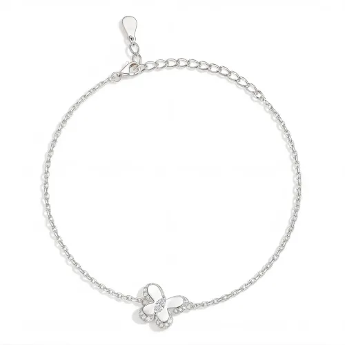 Bloomique - Moissanite Charm Bracelet with Floral Motif and Sparkling Accents