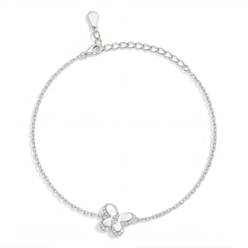 Bloomique - Moissanite Charm Bracelet with Floral Motif and Sparkling Accents