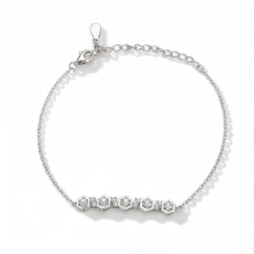 Octet - Hexagonal Bezel Moissanite Bracelet with Adjustable Chain