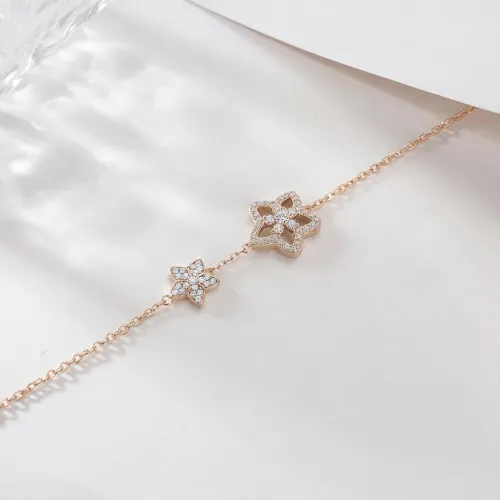 Fiorella - Adjustable Moissanite Flower Charm Bracelet with Pavé Settings - lifestyle