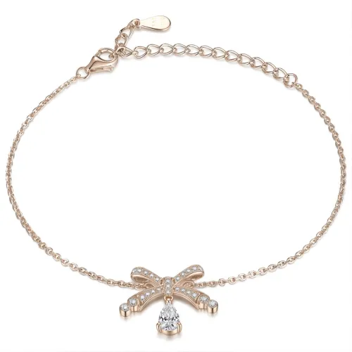 Pearlette - Pear-Shaped Moissanite Bow Bracelet With Pave Setting