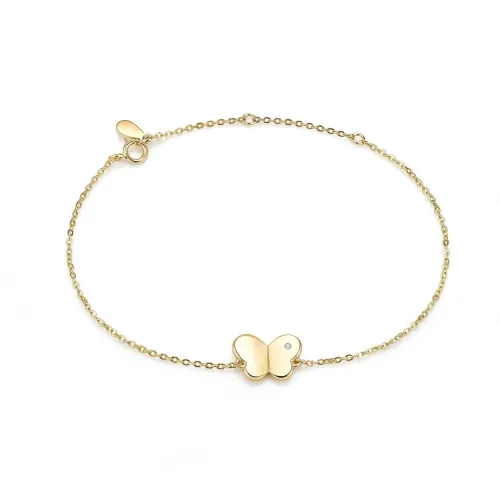 Papillon - Moissanite Butterfly Charm Bracelet with Adjustable Chain