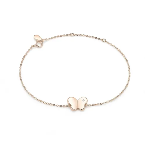 Papillon - Moissanite Butterfly Charm Bracelet with Adjustable Chain