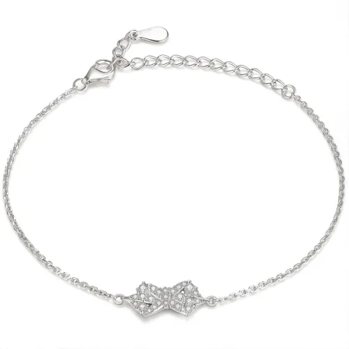 Gleamique - Moissanite Bow Motif Bracelet with Adjustable Chain
