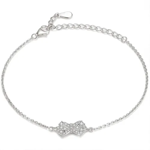 Gleamique - Moissanite Bow Motif Bracelet with Adjustable Chain