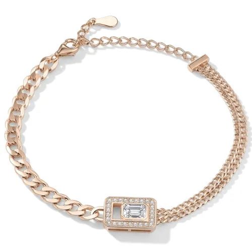 Verdura - Emerald-Cut Moissanite Bracelet with Halo Design