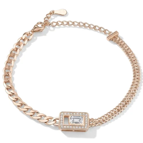 Verdura - Emerald-Cut Moissanite Bracelet with Halo Design