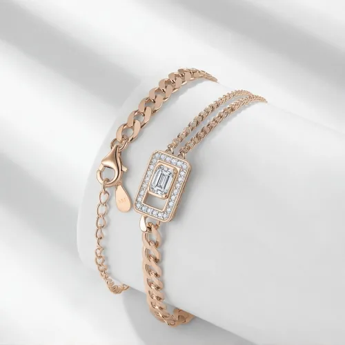 Verdura - Emerald-Cut Moissanite Bracelet with Halo Design - lifestyle