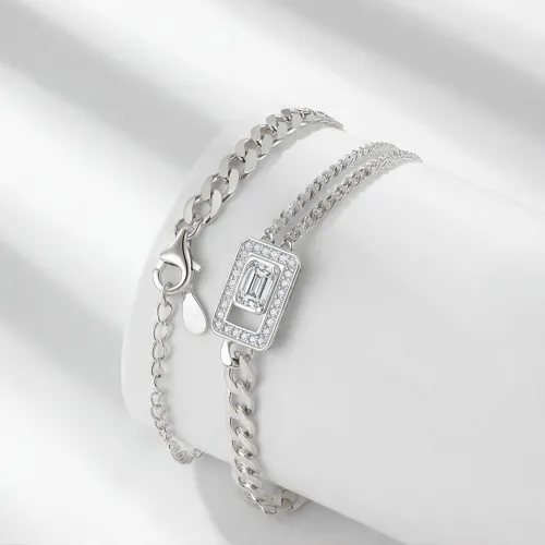 Verdura - Emerald-Cut Moissanite Bracelet with Halo Design - lifestyle