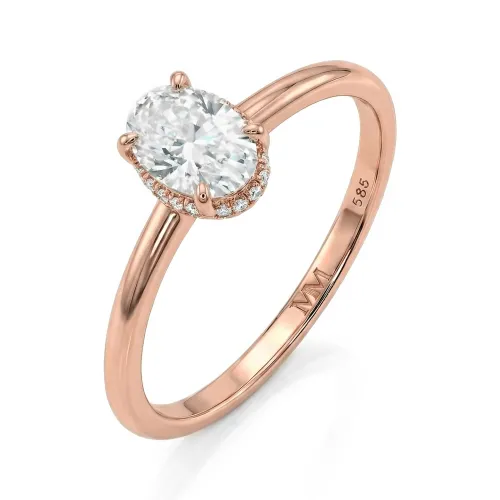 Ovalisse - Oval Cut Moissanite Ring with Circle Hidden Halo