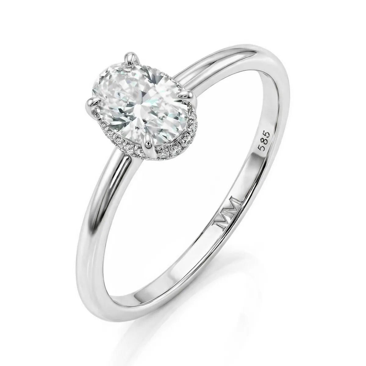 Ovalisse - Oval Cut Moissanite Ring with Circle Hidden Halo