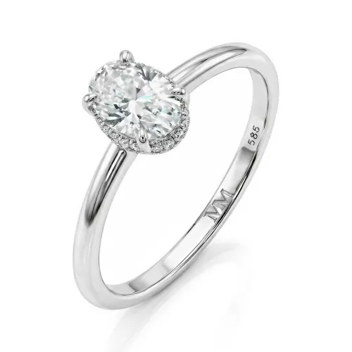 Ovalisse - Oval Cut Moissanite Ring with Circle Hidden Halo
