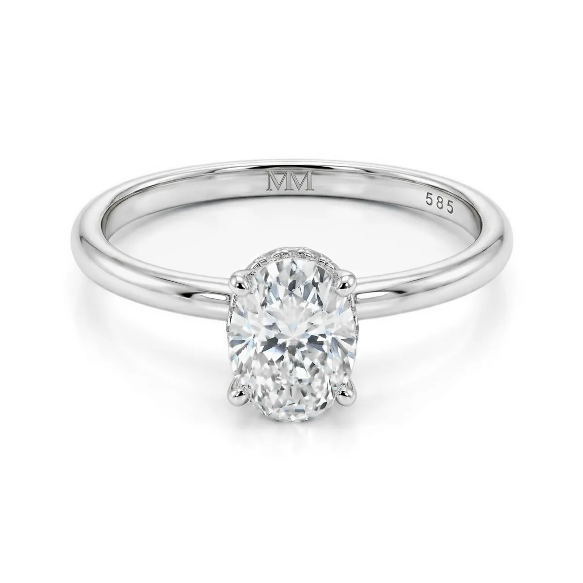 Ovalisse - Oval Cut Moissanite Ring with Circle Hidden Halo
