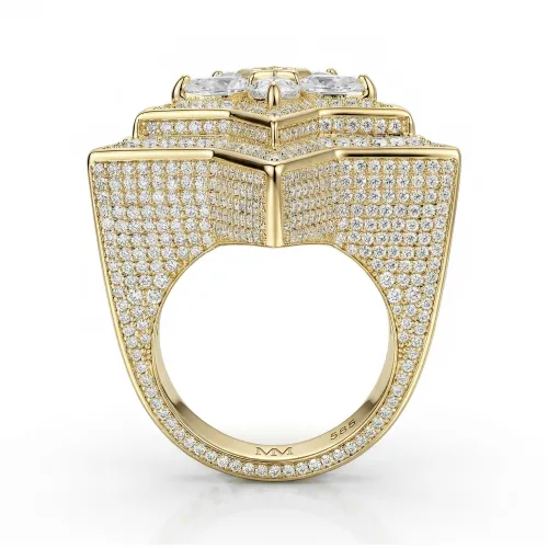 Zenith - Men's Pear Cut Moissanite Star Ring with Pavé Setting