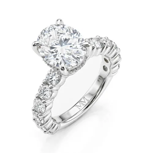 Majestica - Oval Moissanite Ring with Side Stones