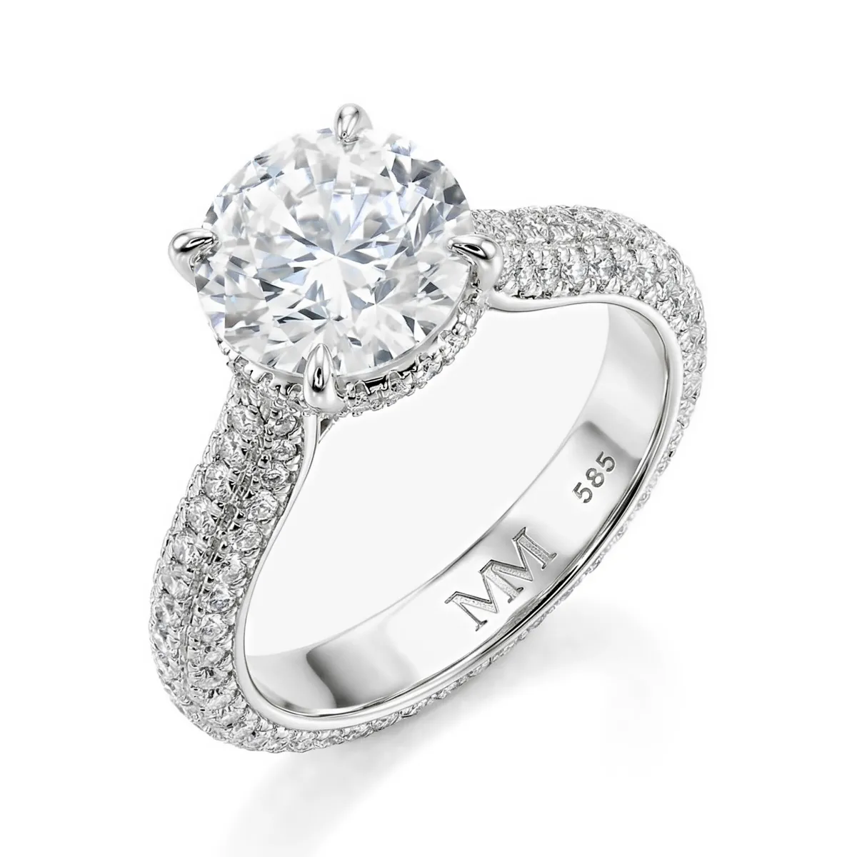 Cassiane - Moissanite Engagement Ring with Pavé-Set Accent Stones