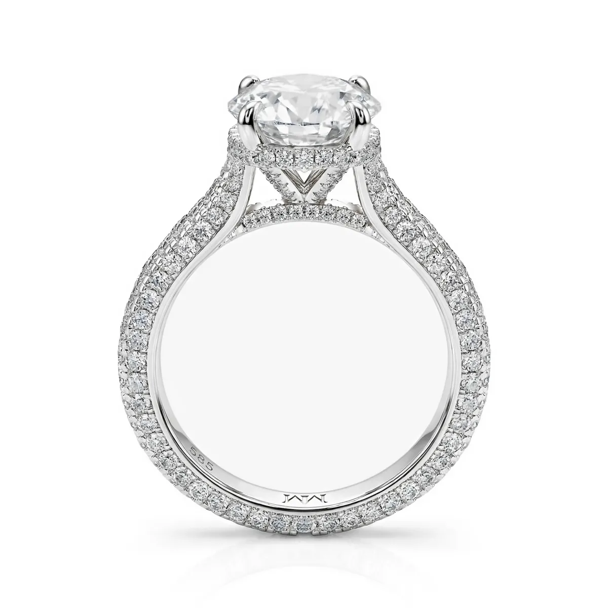 Cassiane - Moissanite Engagement Ring with Pavé-Set Accent Stones