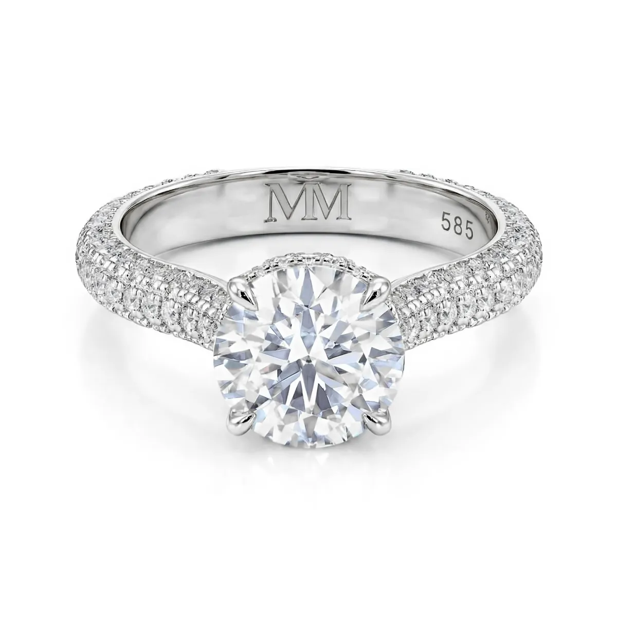 Cassiane - Moissanite Engagement Ring with Pavé-Set Accent Stones
