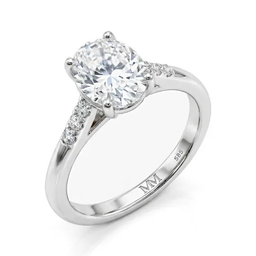 Mirage - Oval Cut Moissanite Engagement Ring with Pavé Side Stones