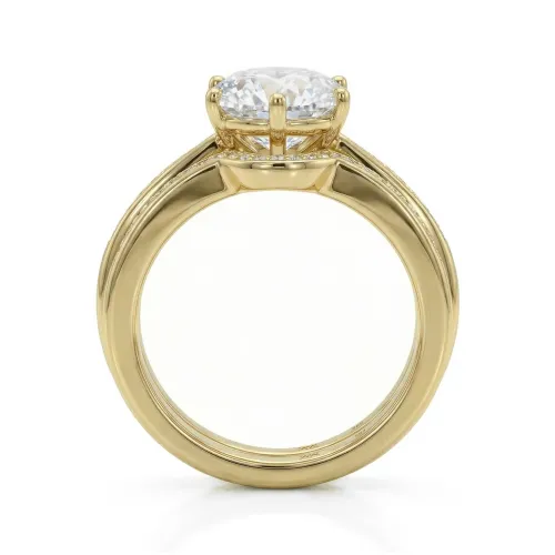 Vespera - Moissanite Bridal Set With Pavé Accents and Split Band