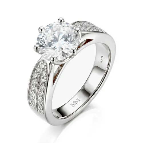 Sylphie – Moissanite Engagement Ring with Double Side Stones