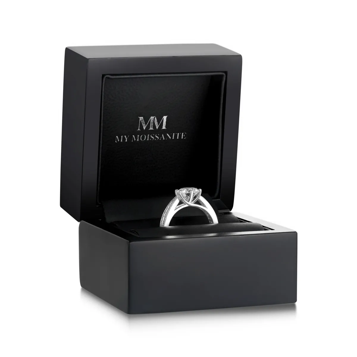 Sylphie – Moissanite Engagement Ring with Double Side Stones