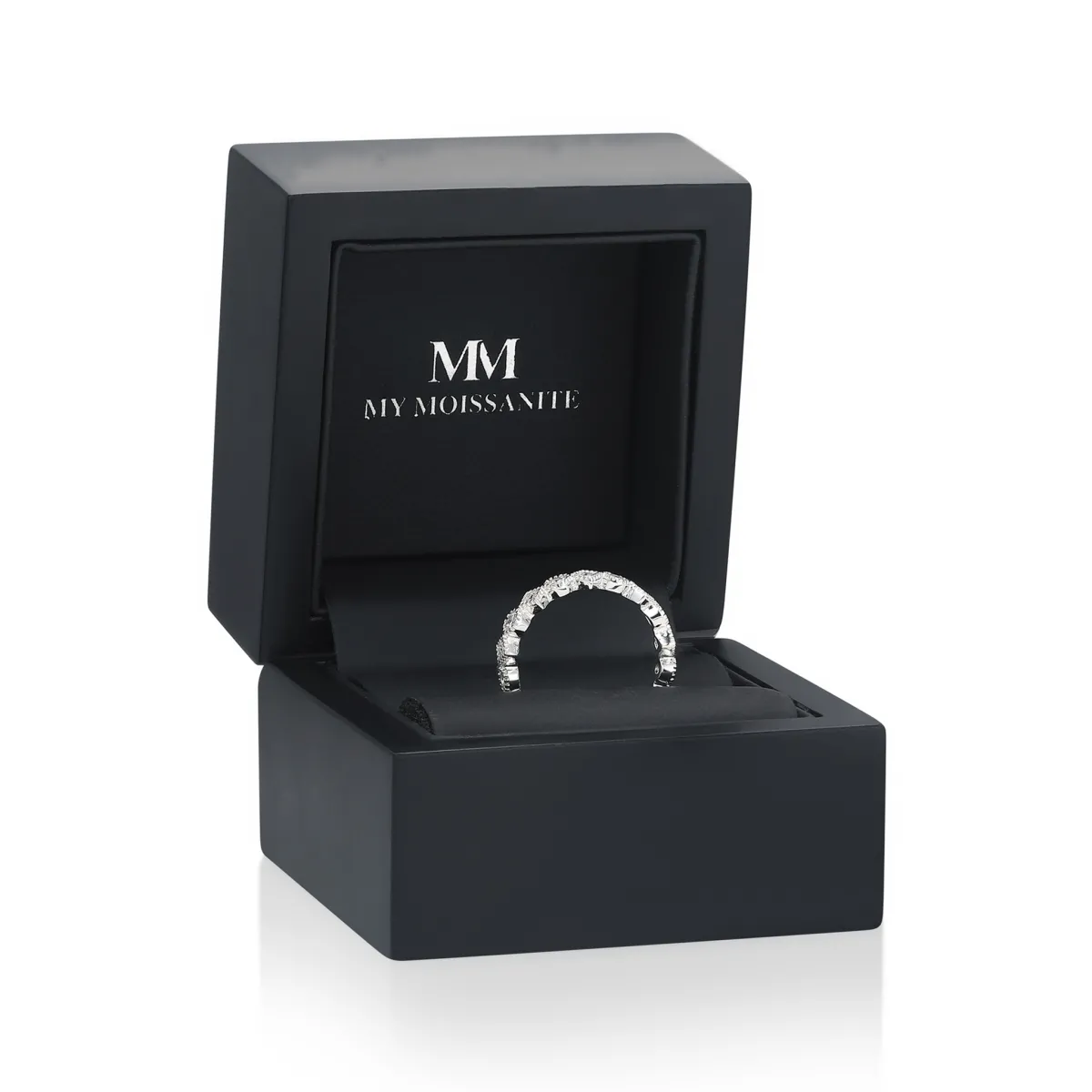Verona - Square and Round Moissanite Eternity Ring with Milgrain Detailing