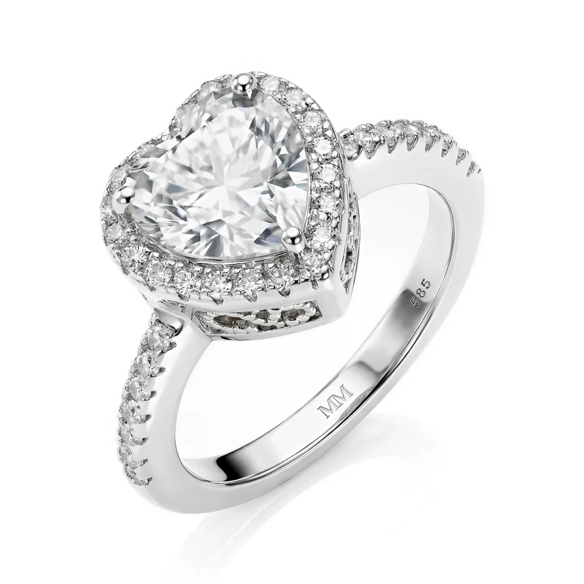 Heartshine – Heart Moissanite Ring in Halo Setting