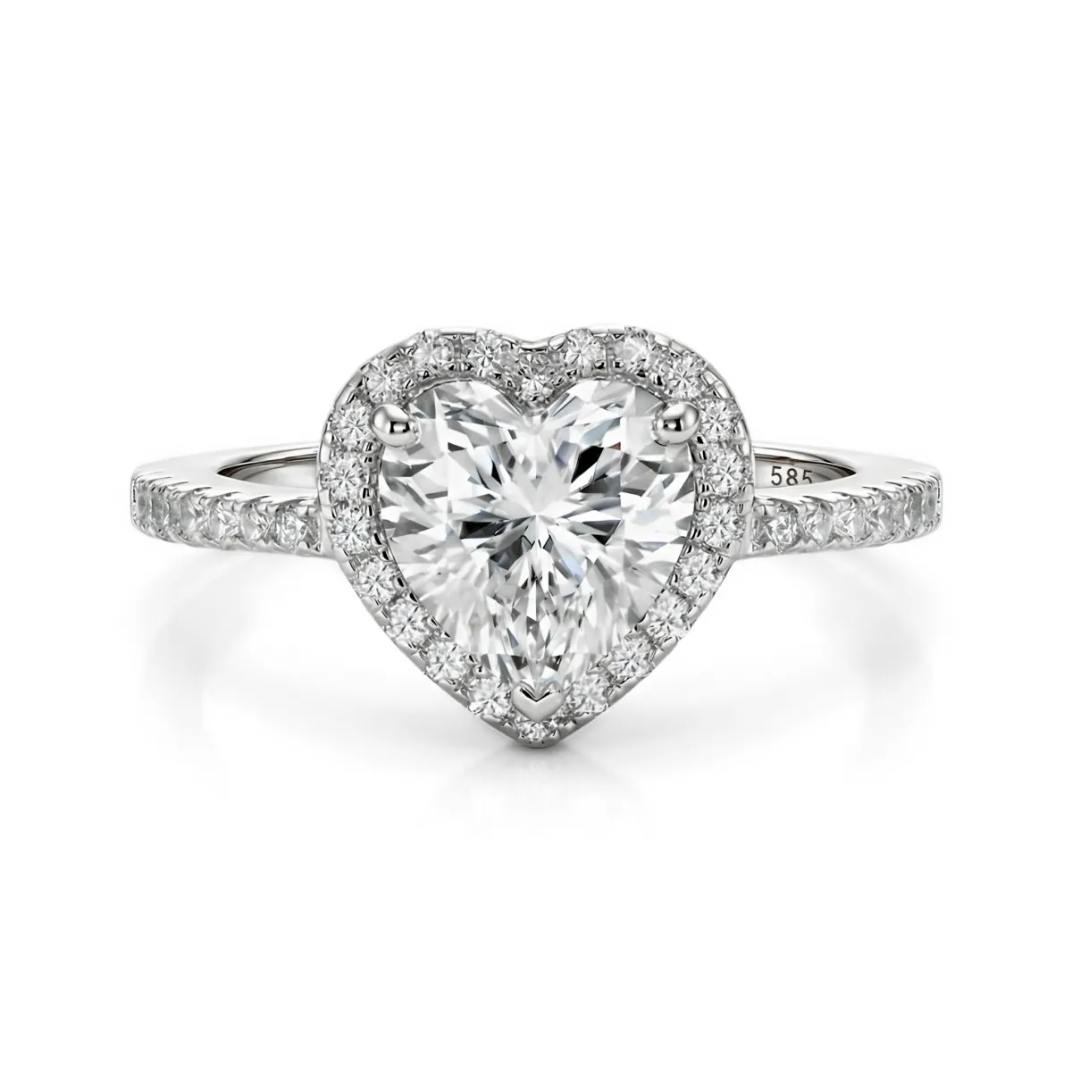 Heartshine – Heart Moissanite Ring in Halo Setting