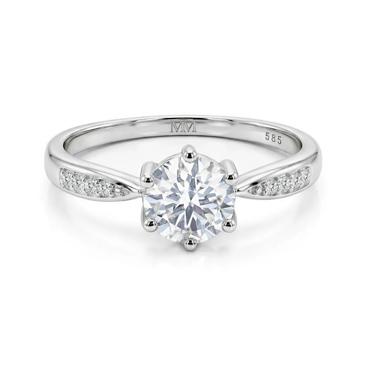 Stellar - Moissanite Engagement Ring with Pavé-Set Side Stones and Split Shank