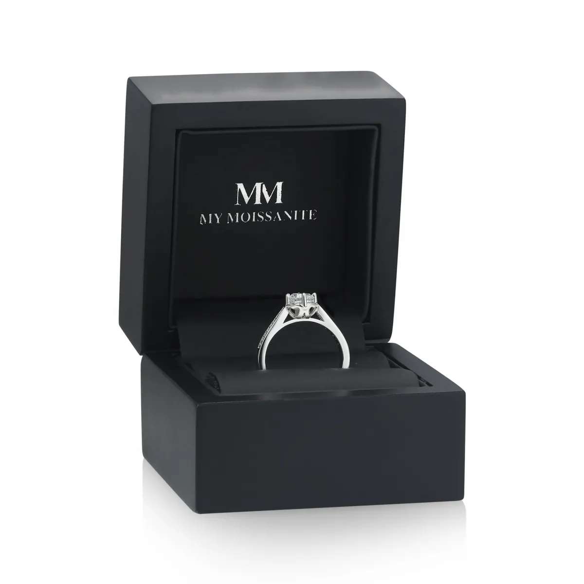 Celeste - Moissanite Engagement Ring With Pave Side Stones